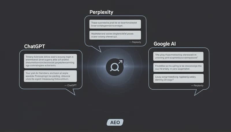 What is AEO Answer Engine Optimization 2026 — brand appearing in ChatGPT, Perplexity, and Google AI Overview response bubbles